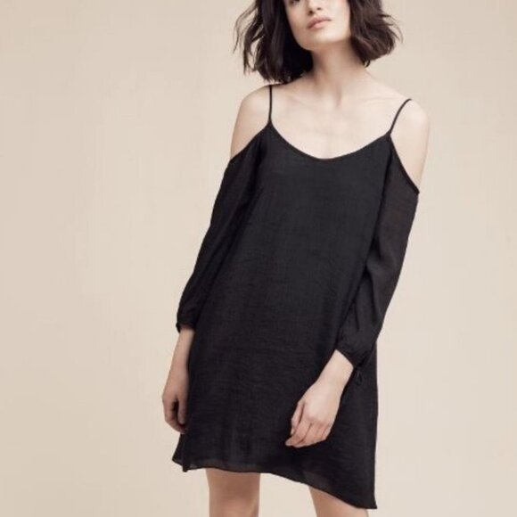 NWT Anthropologie‎ Pelloux Black Open Shoulder Dress Size XS New Tags Minimalist - Picture 1 of 13